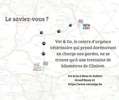 Pour les urgences les nuits, dimanches et jours fériés : Vet & Go !