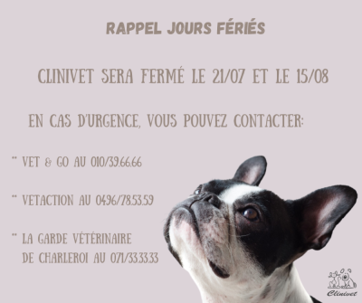 Attention aux jours fériés !